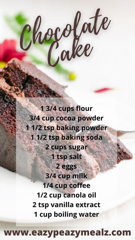 Chocolate Cake Ingredients List, Easiest Chocolate Cake Recipe, Diy Chocolate Cake Decoration, Simple Moist Chocolate Cake Recipe, Birthday Cake Recipe Chocolate, Cheap Cake Recipes, Cakes Recipes Easy Homemade, How To Make A Chocolate Cake, Home Made Chocolate Cake Recipes