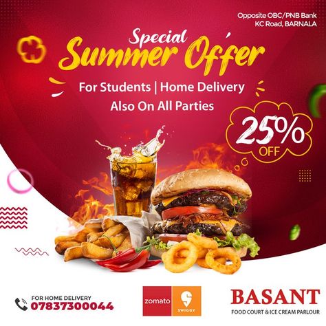 #photoshop #food #fastfood #facebook #instagram #post #socialmedia #graphic #offer Food Special Offer Poster Design, Food Offer Poster Design, Offer Poster Design, Offer Poster, Franchise Food, Food Poster Design, Summer Special, Food Court, Poster Designs