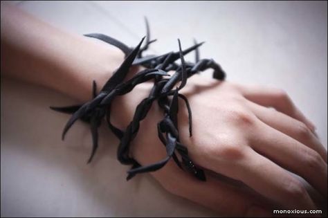 Oh You Crafty Gal: DIY Ann Demeulemeester Leather Thorn Jewelry Thorn Bracelet, Thorn Jewelry, Sewing Classes For Beginners, Singapore Fashion, Fabric Outlet, Pin Cushions Patterns, Fashion Tutorial, Sewing Class, Ann Demeulemeester