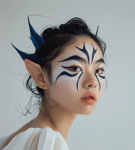 🤍🧝Have a magical morning 🦋🩵⁠ ⁠ ⁠ ⁠ #thisisnotreal #aiart #aiartcommunity #aiimage #aiportrait #aiportraitphotography #aiphoto #aiphotography #promptphotography #portrait #photography #digitalart #facepaint #makeup #fantasy #fairy #elf #glitter Dragon Makeup Look, Mythical Makeup, Elf Glitter, Dragon Makeup, Princess Makeup, Dragon Princess, Dragon Wings, Facepaint, Fantasy Fairy