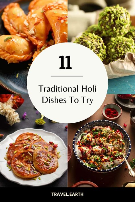 Holi is all about having fun with friends and family, and this usually involves colourful holi food. Almost every region of India has its own specific Holi dishes (Holi sweets and snacks), along with their own customs. So here are some delicious Holi dishes from around India that you can eat to feel like it’s always Holi. Holi Food, Holi Sweets, Having Fun With Friends, Holi Recipes, Sweet Dumplings, Indian Cooking Recipes, Potato Curry, Fun With Friends, Party Dishes