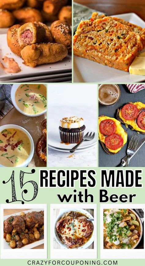 Elevate your taste buds with these 15 delectable recipes that incorporate the bold flavors of beer. From savory stews to mouthwatering desserts, these dishes will take your cooking game to a whole new level. Get ready to savor the rich and robust essence of beer in every bite. 🍻🍽️ #BeerRecipes #CookingWithBeer #FlavorfulCuisine #CheersToGoodFood" Beer Infused Food, Recipes With Beer In Them, Cooking With Beer Recipes, Guiness Beer Recipes, Recipes Using Beer, Beer Recipes Food, Recipes With Beer, Frozen Beer, Mouthwatering Desserts