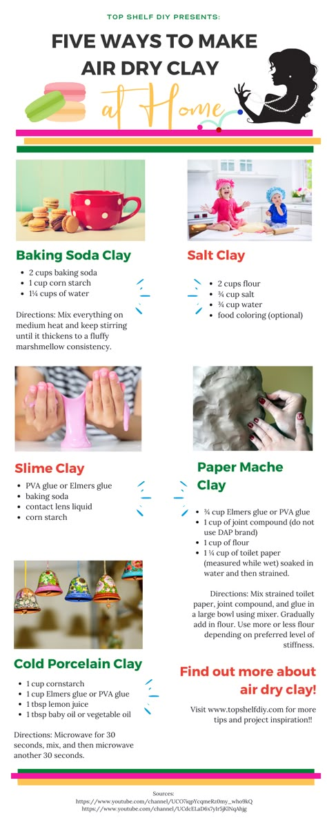 Polymer Clay Vs Air Dry Clay, Baking Soda Air Dry Clay, Diy Pottery Clay Recipe, Homemade Modeling Clay, How To Make Clay For Pottery, Molding Clay Ideas Diy, Air Dry Clay Recipe No Cook, Air Dry Clay Useful Projects, Homemade Air Dry Clay Recipes