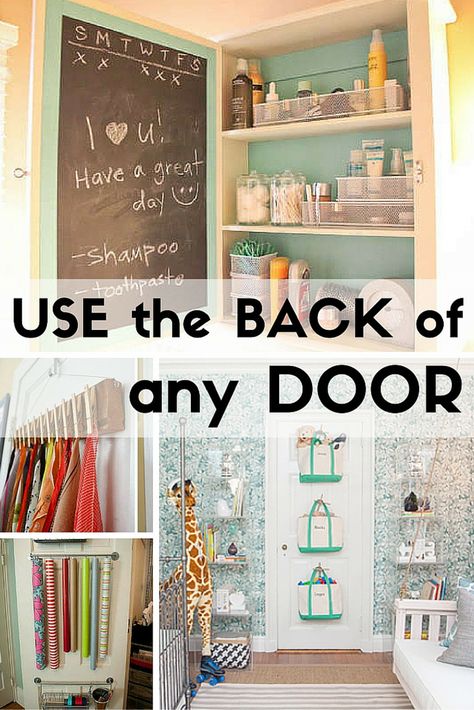 The back of a door is often unused space. Make the most of every one with these great organization ideas. Back Of Door Storage Ideas Bedroom, Back Of Door Organization, Over The Door Organizer Ideas, Diy Over Door Organizer, Unused Space Ideas, Door Organizer Ideas, Stair Office, Door Storage Ideas, Over Door Storage