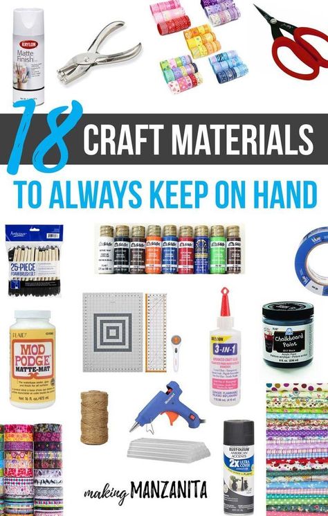 Building out a good stock of craft supplies can be overwhelming. If you're wondering what you should always keep on hand for crafting, you're in luck. Today I'm sharing must have craft materials that are versatile and affordable for DIY projects #craft #materials #DIY Craft Supply Organization, Craft Supplies Inventory, Free Craft Supplies, Cheap Craft Supplies, Supply Organization, Craft Supply Storage, Kids Craft Supplies, Organize Craft Supplies, Creative Tutorials