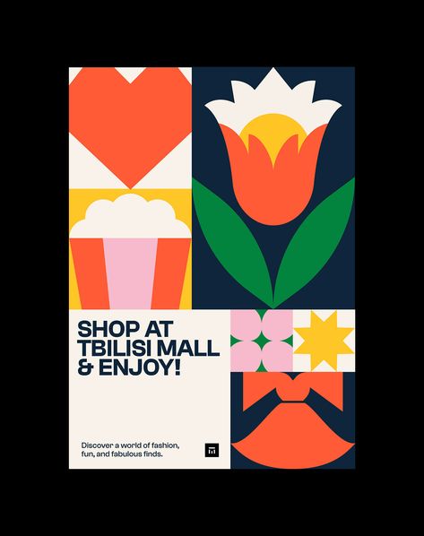 Tbilisi Mall - Graphic Style :: Behance Grid Graphic Design, Geometric Poster Design, G Logo Design, Design Grid, Geometric Graphic Design, Recycle Design, Flower Shop Design, Type Of Content, Orchid Show