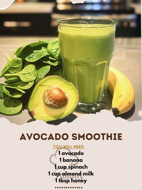 Honey Smoothie, Weight Gain Diet, Avocado Banana, Avocado Smoothie, Milk Honey, Smoothie Ingredients, Smoothie Recipes Healthy, Green Smoothie, Smoothie Diet