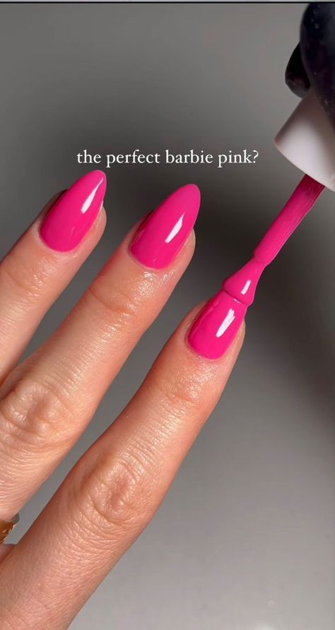 barbie pink nails Summer Nails Barbie Pink, Pink Nails At Home, Barbie Color Nails, Bold Pink Nails, Colour Nail Tips, Barbie Nails Pink, Pink Nails Barbie, Fuschia Nails, Spring Nail 2023