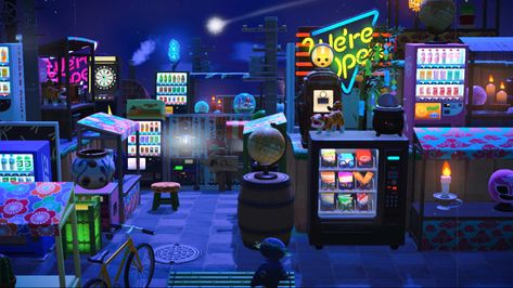 Acnh Futuristic, Animal Crossing Cyberpunk, Acnh Cyberpunk, Acnh Diy, Acnh Spooky, Scifi City, Rainy Mood, Cyberpunk Design, Cute Minecraft Houses