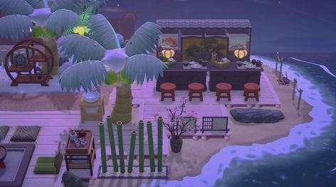 Acnh Sushi Bar, Japanese Bar, Bug Images, Animal Crossing Funny, Animal Crossing Memes, Animal Crossing Guide, Island Theme, Sushi Restaurant, Animal Crossing Pocket Camp