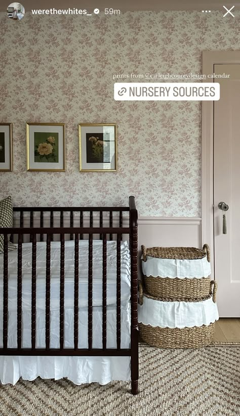 White Home Design, Blush Wallpaper, Nursery Room Design, Baby Room Inspiration, Nursery Room Inspiration, Girl’s Room, Nursery Inspo, Nursery Baby Room, White Home