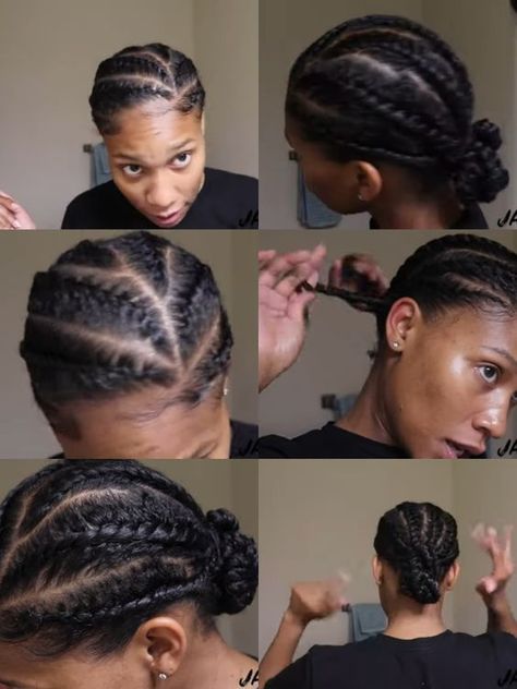 4 Cornrows Braids Black Women Natural Hair, Scalp Braids On Natural Hair, Flat Braids Black Women, Short Natural Protective Hairstyles, Protective Cornrow Hairstyles, Natural Protective Hairstyles Short Hair, Flat Twist Hairstyles For Short Hair, Cornrow Ideas Natural Hair, Cornrows Braids Natural Hair