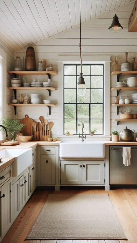 Get inspired by Joanna Gaines’ signature farmhouse style with these design ideas. Use shiplap walls and open shelving.	farmhouse kitchen ideas joanna gaines, Joanna Gaines kitchen, farmhouse style.#FarmhouseKitchenIdeas #RusticCharm #DIYFarmhouse #SmallSpaceSolutions #BudgetFriendlyDecor #JoannaGainesStyle #ModernFarmhouse #KitchenStorage #FarmhouseLighting #CountryKitchen Kitchen Ideas Joanna Gaines, Joanna Gains Kitchen, Farmhouse Kitchen Ideas Joanna Gaines, Joanna Gaines Style Decorating, Kitchen Joanna Gaines, Gaines Kitchen, Country Kitchen Shelves, Joanna Gaines Kitchen, Kitchen Farmhouse Style