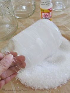 Epsom salts luminaries - A Modge Podge project to try this holiday! Epson Salt Ornaments, Modge Podge Projects, Epson Salt, Mod Podge Crafts, Silver Christmas Decorations, Christmas Mason Jars, Mason Jar Crafts Diy, Modge Podge, Christmas Jars