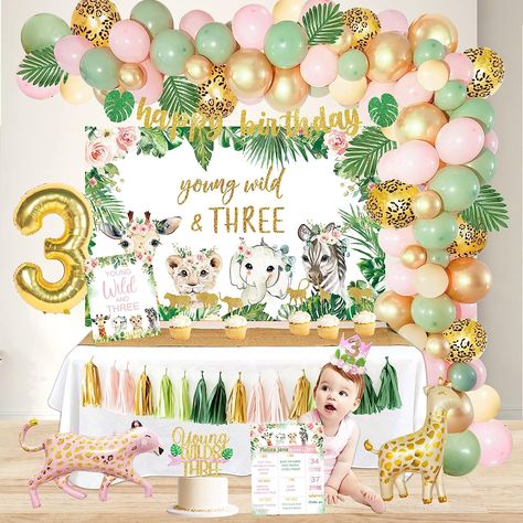 Young Wild & Three Birthday Decorations Party Supplies, Wild Three Birthday Decorations for Girl, Jungle Safari Animal 3rd Birthday Decorations Girl, Wild And Three Backdrop Balloons Arch Cake Topper Jungle Theme 2nd Birthday Party, Two Wild Birthday Decorations, Wild Birthday Decorations, Two Wild Birthday, Two Wild, Jungle Theme, Birthday Party Supplies, 2nd Birthday, Birthday Decorations