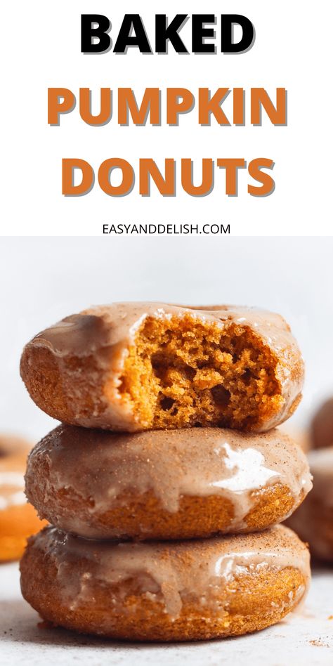 These Pumpkin Donuts with Maple Glaze are ideal for portion control, are low calorie, and have less fat than fried donuts. They are baked, quick and easy to prepare, and quite yummy, making the perfect Autumn coffee time treat. Easy Pumpkin Spice Donuts Baked, Pumpkin Spice Glazed Donut, Ww Pumpkin Donuts Recipe, Buttermilk Pumpkin Donuts Baked, Pumpkin Chocolate Chip Donuts Baked, Low Carb Pumpkin Donuts Recipe, Easy Pumpkin Donuts Baked, Baked Donuts With Donut Pan Healthy, Apple Pie Donuts Recipe