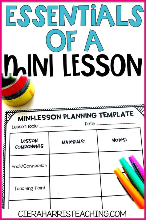 If you're looking for mini lesson tips and a free mini lesson plan template, you've found it! This blog post covers all the basics and essentials of a great mini lesson and offers a free template to plan them in your classroom. Just click the pin to check out these great tips! #minilesson #teachertips Mini Lesson Plan Template, Mini Lesson Ideas, Menu Format, Unit Plan Template, Reading Mini Lessons, Adjectives Activities, Classroom Routines And Procedures, Lesson Plan Examples, Lesson Plan Sample