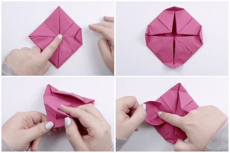 How to Make an Origami Napkin Lotus Lotus Flower Napkin Fold, Napkin Origami, Origami Lotus, Flower Origami, Beautiful Origami, Paper Animals, Napkin Folding, Origami Flowers, Lotus Flowers