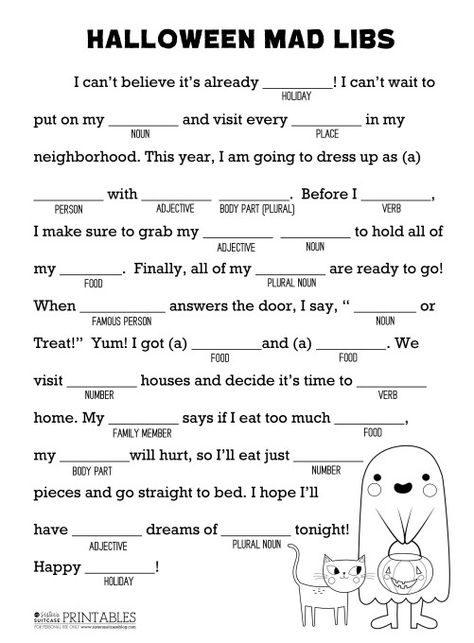 Halloween Mad Libs, Mad Libs Printable, Soda Alternatives, Halloween Mad, School Halloween Party, Nouns And Adjectives, Mad Libs, Halloween Preschool, Stem Challenges