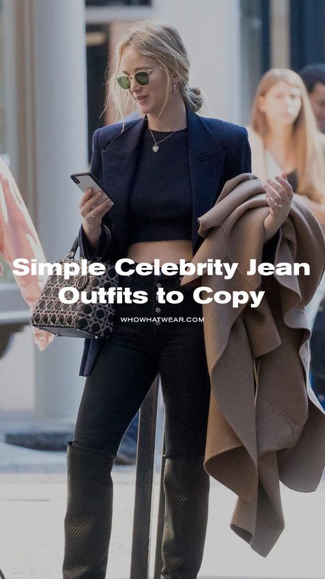 Celebrities Jeans Outfit, Celebrity In Jeans, Jean Jacket Celebrity Outfits, Ripped Jeans Outfit Celebrity, Celebrity Style Jeans, Pear Body Shape Outfits, Celebrity Jeans, Black High Boots, Oliver Peoples Sunglasses