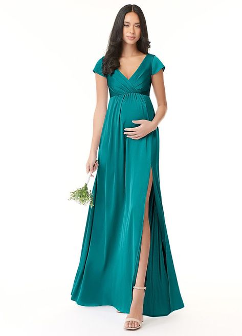 Hi! I've shared my package tracking information with you. Come and check it right now! Teal Maternity Dress, Maternity Bridesmaid Dress, Teal Bridesmaid Dresses, Maternity Bridesmaid Dresses, Stretch Satin Dress, Pregnant Wedding, Satin Dress Long, Stretch Satin, Maternity Dress