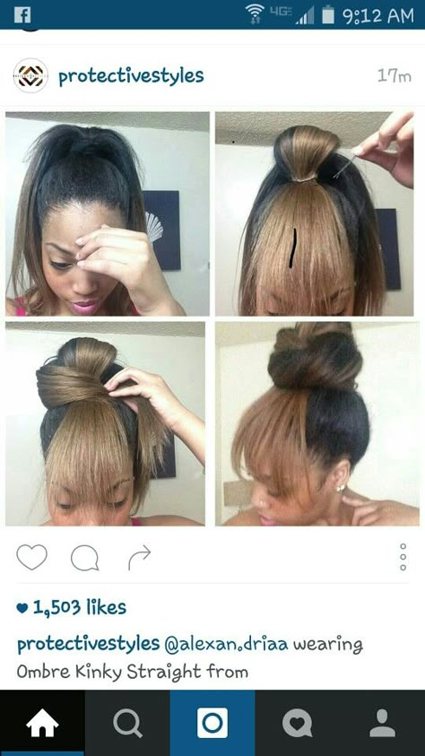 Hair Glamour, Bang Hair, Weave Ponytail, Makeup Tip, Protective Hairstyles For Natural Hair, Chic Hair, Bangs Hairstyles, Pelo Afro, Holiday Hairstyles