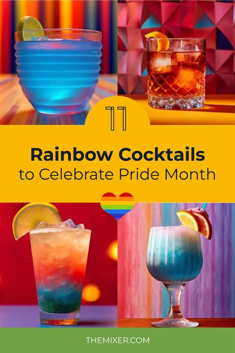 Pride month is coming up, along with heaps of rainbow celebrations. Get ready to serve up a visual feast: from the orange Aperol Spritz to the purple Aviation, we’ve got all the colors of the rainbow covered 🏳️‍🌈. Pride Cocktail Recipes, Pride Cocktails, Orange Aperol Spritz, Drink The Rainbow, Paradise Cocktail, Colorful Recipes, Rainbow Cocktail, Rainbow Drinks, Skyy Vodka