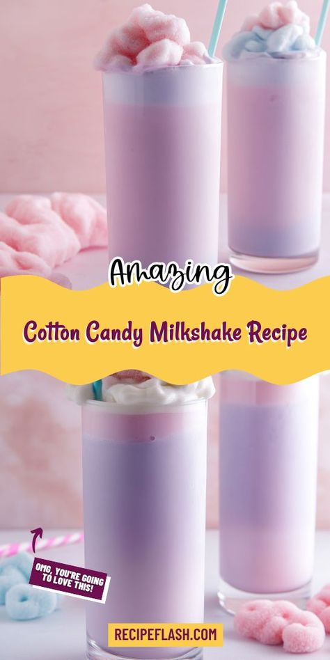 Want to impress your friends with a unique candy drink? The Cotton Candy Milkshake Recipe is not only visually stunning but also incredibly delicious! It’s a perfect blend of flavors that everyone will love. Save this recipe to your collection of sweet drinks for future inspiration! Cotton Candy Milkshake Recipe, Cotton Candy Milkshake, Candy Milkshake, Cotton Candy Recipe, Cotton Candy Drinks, Savory Recipe, Milkshake Recipe, Candy Drinks, Pink Food Coloring