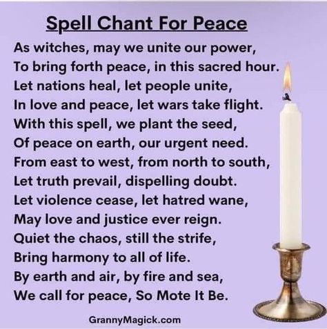 Spell For Peace, Earth Spells, Peace Spell, Wiccan Rituals, How To Become Happy, Happiness And Peace, Witch Rituals, The Cauldron, Wiccan Magic