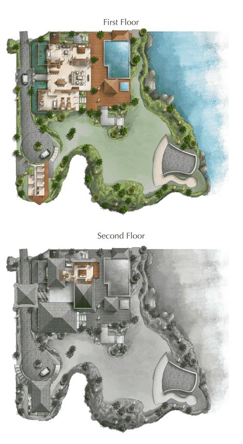 Mountain Resort Architecture, Mountain View Resort, Private Villa Bali, Balinese Villa, Resort Design Plan, Presidential Suite, Luxury Plan, Villa Bali, Bali Resort