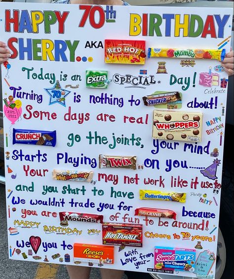 Birthday Candy Poster Friend, 40th Birthday Candy Card, Birthday Cards Made With Candy Bars, Birthday Candy Boards For Him, Turning 70 Candy Poster, 90th Birthday Candy Bar Poster, Candy Bar Sayings For Birthday, Candy Birthday Board Ideas, Turning 60 Candy Poster