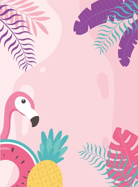 Summer Vibes Background, Cute Summer Vibes, Vibes Background, Flamingo Birthday Invitations, Tropical Invitations, Tree Logo Design, Plant Logos, Floral Tree, Free Vector Backgrounds