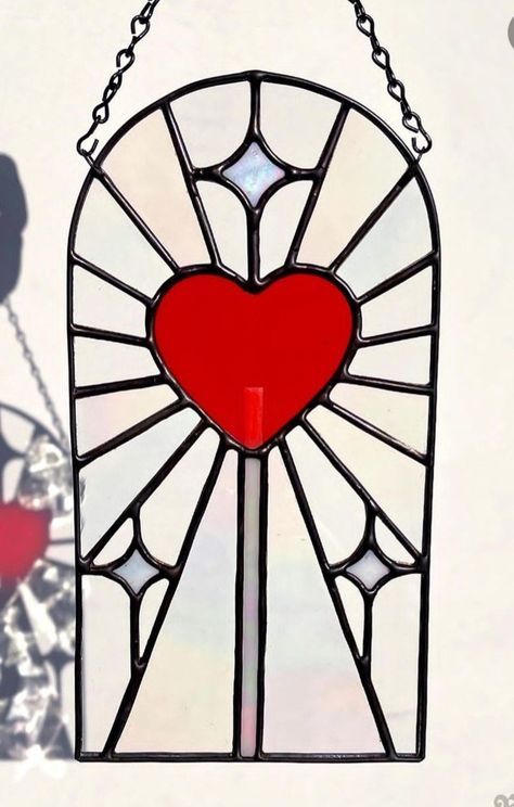 Stained Glass Heart Tattoo, Stained Glass Sacred Heart, Stained Glass Vintage, Easy Stain Glass Patterns Simple, Stained Glass Ideas For Beginners, Stained Glass Art Patterns Templates, Gallery Glass Ideas Diy, Stained Glass Patterns Free Printables Templates, Stained Glass Window Tattoo