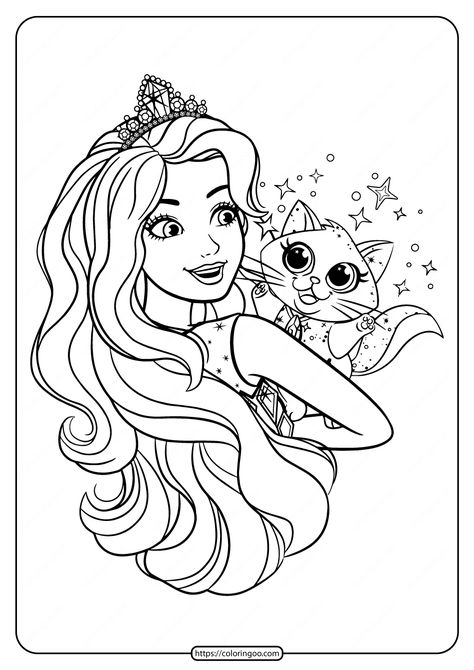 Printable Barbie and Cat Coloring Pages. #free #printable #pdf #barbie #cat #coloring #drawing #coloringpage #book Barbie Coloring Sheets, Printable Barbie, Barbie Colouring, Barbie Printable Coloring Pages, Coloring Pages Barbie, Barbie Painting Easy, Girls Coloring Pages, Barbie Coloring Pages Free Printable, Free Barbie Coloring Pages