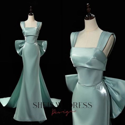 Fancy Gala Dress, Douyin Outfits, Fancy Clothing, Satin Evening Dress, Pretty Clothing, Prom Inspo, Senior Project, Old Fashion Dresses, Dress Idea