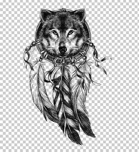 Wolf Avatar, Wolf Dreamcatcher Tattoo, Drawing Wolf, Tattoo Dream, Wolf Dreamcatcher, Father Daughter Tattoos, Dream Catcher Tattoo Design, Wolf Sketch, American Indian Tattoos