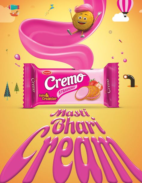 Mayfair Cremo Poster Design for Strawberry Pack. Teaser Campaign, Standee Design, Candy Poster, Food Poster Design, Food Poster, Creative Posters, Advertising Poster, Ads Creative, Happy Diwali