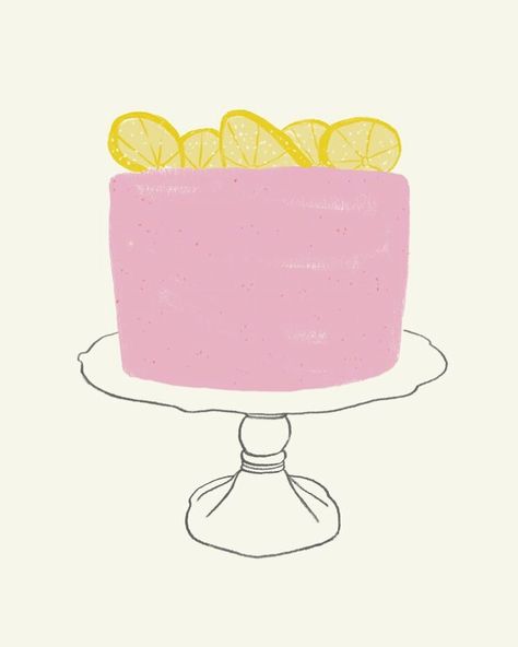 Cake Slice Illustration, Candied Lemon Slices, Emily Taylor, Raspberry Buttercream, Cake Illustration, Bakery Box, Cake Printing, Lemon Slices, Lemon Butter