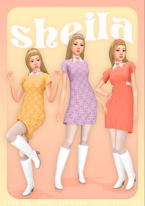 60s Vibes, Sims 4 Decades Challenge, 50th Clothes, 1960s Outfits, Sims 4 Mm Cc, Tumblr Sims 4, Free Sims, Sims 4 Dresses, Sims 4 Mm