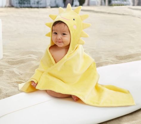 Sun Baby Beach Hooded Towel | Pottery Barn Kids Toddler Towels, Tub Time, Pb Kids, Lookbook Inspiration, Baby Beach, Hooded Towels, Hooded Baby Towel, Princess Kids, Baby Towel