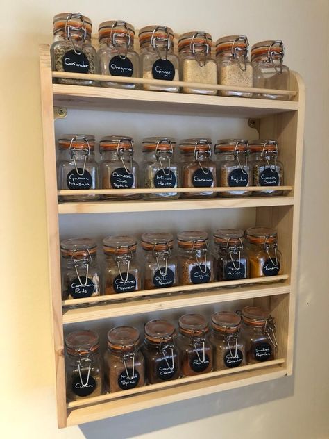 Condimenteros Ideas, Mason Jar Shelf, Minwax Stain Colors, Kitchen Spice Storage, Country Deco, Furniture Design Table, Toples Kaca, Kitchen Cabinetry Design, Kitchen Design Diy