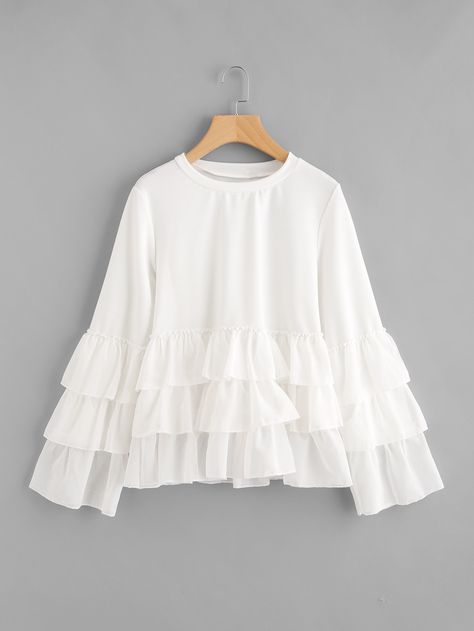 Frill Shirts For Women, Stylish Top Design, Long Tops For Girls, Fashion Tops Blouse, Sleeves Designs For Dresses, Trendy Fashion Tops, Muslim Fashion Dress, Frocks For Girls, Muslim Fashion Outfits