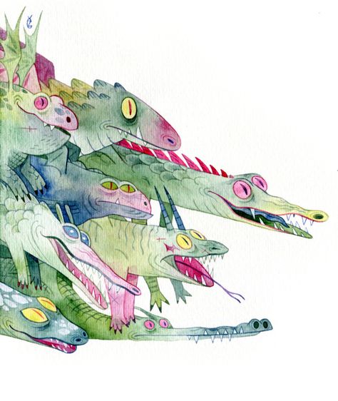 Dragons Watercolor, Paint With Watercolors, Dragon Illustration, Painting Collage, Cute Dragons, Lizards, Illustration Artists, Whimsical Art, Cartoon Illustration