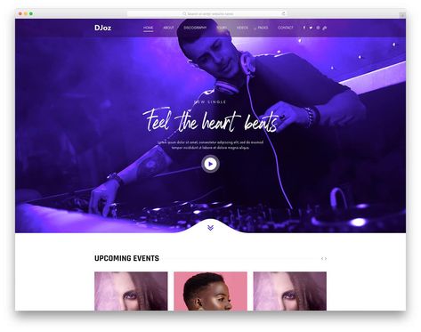 Dj Template, Dj Designs, Dj Website, Dj School, Gui Design, Event Website, Beautiful Websites, Bootstrap Template, Website Ideas