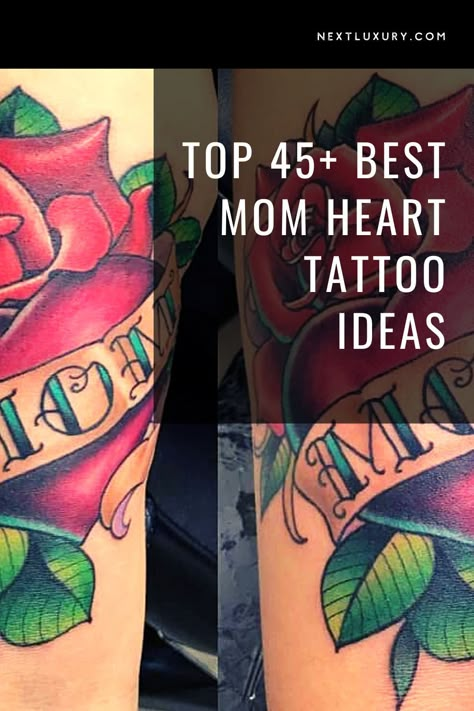 Mom Sailor Tattoo, Sailor Jerry Mom Tattoo, American Traditional Mom Tattoo Heart, Mom Tattoos Traditional Old School, Classic Mom Heart Tattoo, Mom With Heart Tattoo, In Loving Memory Mom Tattoos, Mom Banner Tattoo, Traditional Style Memorial Tattoo