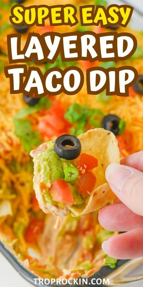 Mexican Chips And Dip, Best 7 Layer Taco Dip Recipe, 9 Layer Dip Recipes, Mexican Taco Dip Recipes, Homemade Taco Dip, Refried Bean Taco Dip, Layered Taco Dip With Refried Beans, Taco Tray Parties Food, Easy Mexican Dips For A Party