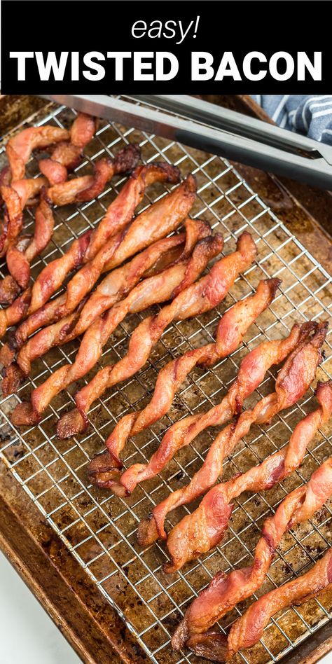 Rolled Bacon In Oven, Spiral Bacon In Oven, Spiral Bacon, Streaky Bacon Recipe, Baking Bacon In Oven, Chewy Bacon In The Oven, Streaky Bacon, Twist Bacon In Oven, Bacon Straws In Oven