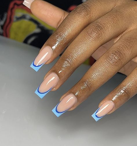 Coffin Shape French Tip Nails Color, Colorful French Tip Nails Square, Coloured French Tips, Portugal Nails, Nail Signs, Bubu Gown, Wave Nails, Percy Pig, Acrylic Toe Nails