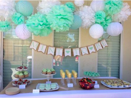 Frozen Theme Party Decorations, Cheap Bridal Shower Ideas, Fiesta Shower, Diy Dessert, Pom Pom Decorations, White Wedding Decorations, Bridal Shower Decorations Diy, Bridal Shower Balloons, Wedding Shower Themes