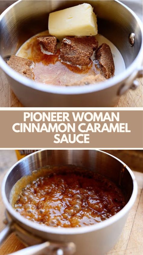 Pioneer Woman Cinnamon Caramel Sauce is made with brown sugar, butter, half-and-half or cream, vanilla, cinnamon, and a pinch of salt. This easy cinnamon caramel sauce recipe creates a delicious dessert topping that takes about 10 minutes to prepare and can serve up to 8 people. Caramel With Half And Half, Pioneer Woman Caramel Sauce, Caramel Sauce With Half And Half, Brown Butter Caramel Sauce, Pecan Brown Sugar Topping, Cinnamon Caramel Sauce, Cinnamon Sugar Butter Recipe, Caramel Roll Sauce, How To Make Caramel Sauce